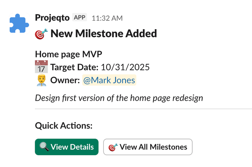 New Milestone Notification